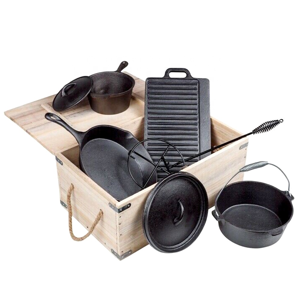Camping Cooking Dutch Oven - Предварительно приправленная барбекю, сверхмощная уличная кемпинг,