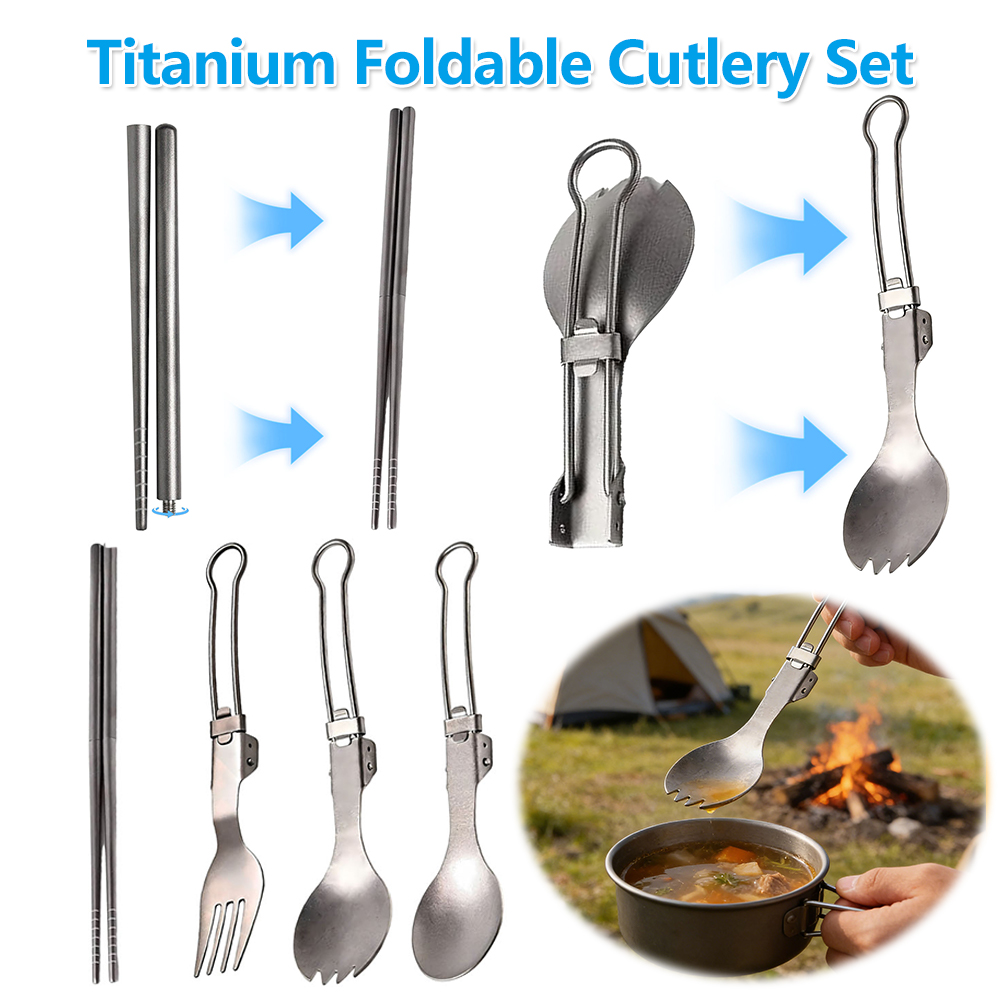 Camp Spork Set - Титановый складной набор столовых приборов: ультралегкие