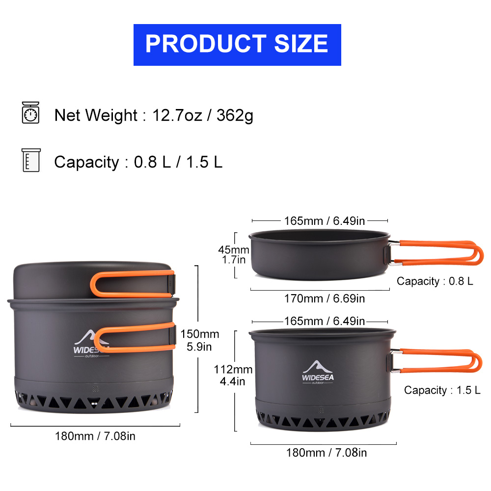 Widesea Camping 1,3 л 2,3 л по – обзор и цена Camping Cooking Set Jetboil